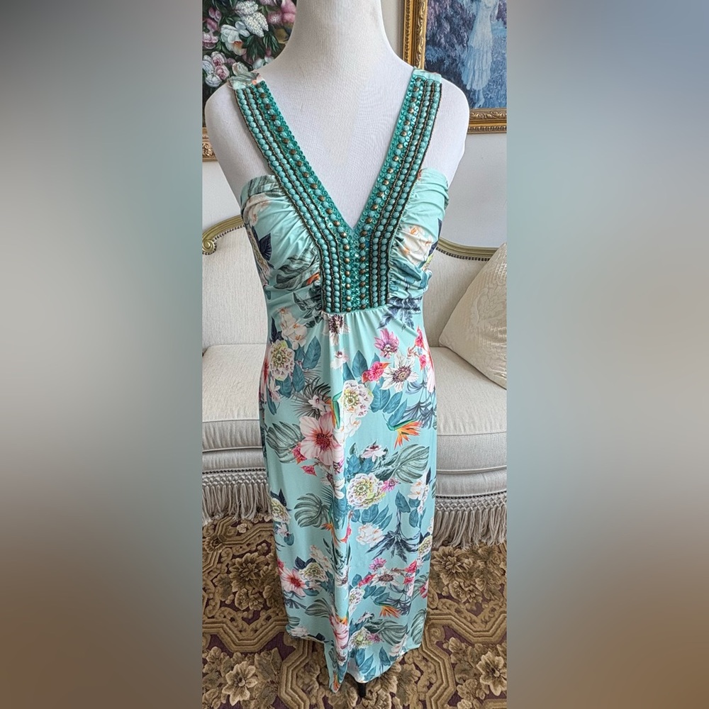 Boston Proper Floral Maxi Dress - Sky Blue